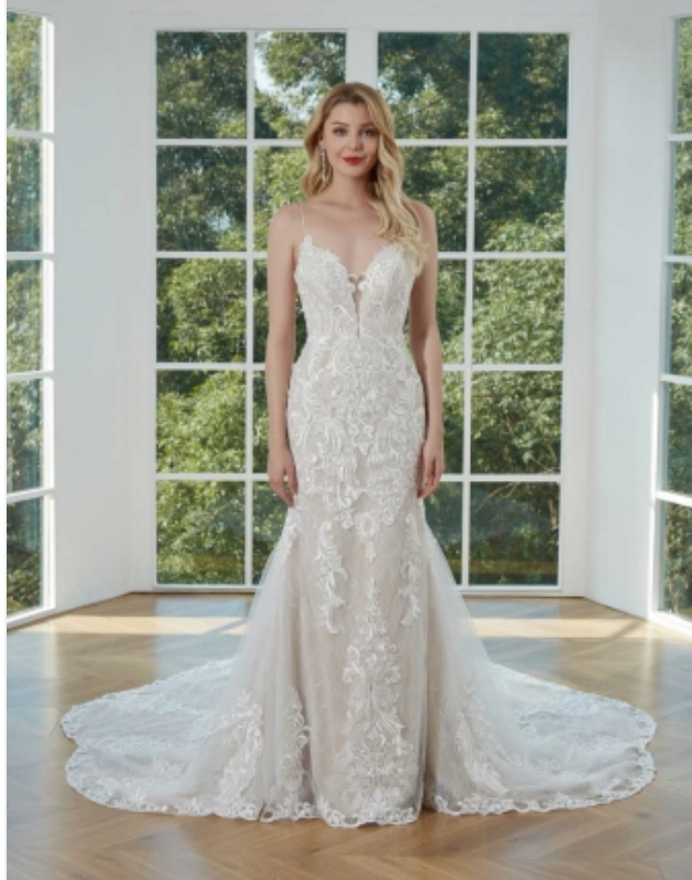 Lace Tulle Floral Bridal Mermaid Gown