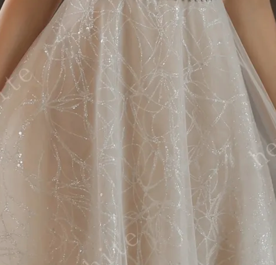 Shimmer Off-The-Shoulder Neckline A-line Tulle Wedding Dress