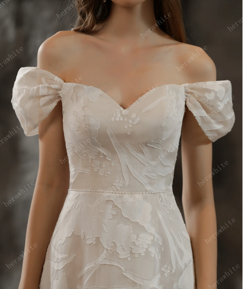 
                      
                        All Over Lace A-Line Wedding Dress with Off The Shoulder Straps
                      
                    