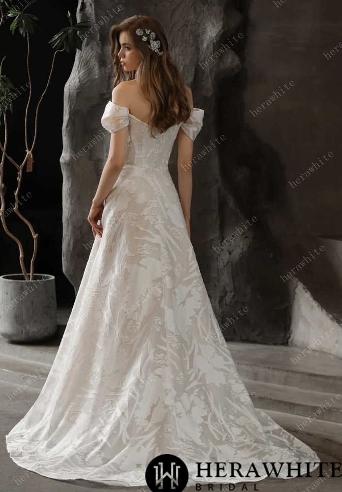 
                      
                        All Over Lace A-Line Wedding Dress with Off The Shoulder Straps
                      
                    
