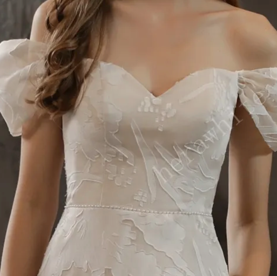 
                      
                        All Over Lace A-Line Wedding Dress with Off The Shoulder Straps
                      
                    