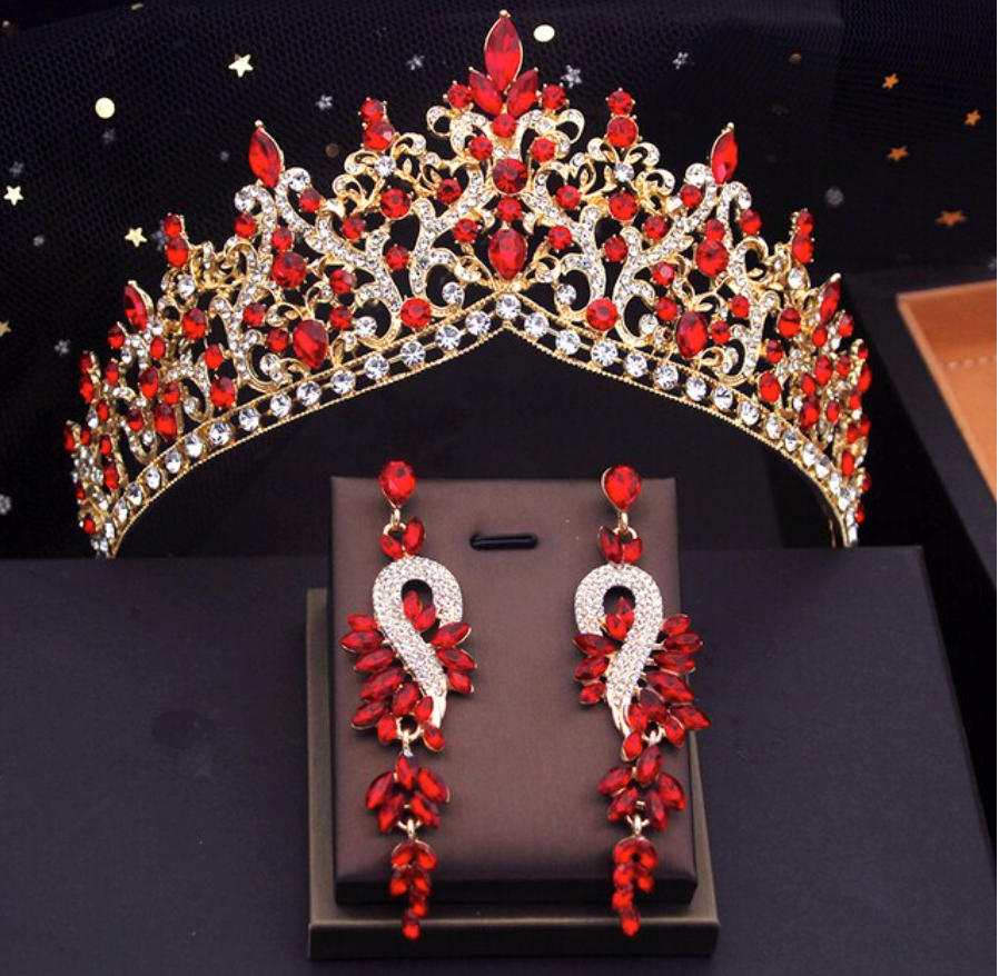 
                      
                        Vivid Blue Bridal Wedding Crown With Earrings Evening Jewelry Accessories
                      
                    