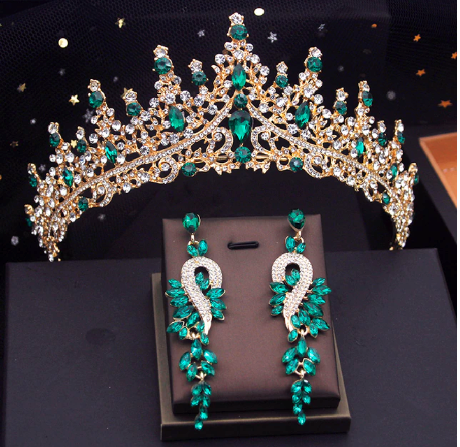 
                      
                        Vivid Blue Bridal Wedding Crown With Earrings Evening Jewelry Accessories
                      
                    