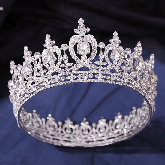 Royal Crystal AB Queen King Wedding Crown  Bridal Hair Ornament