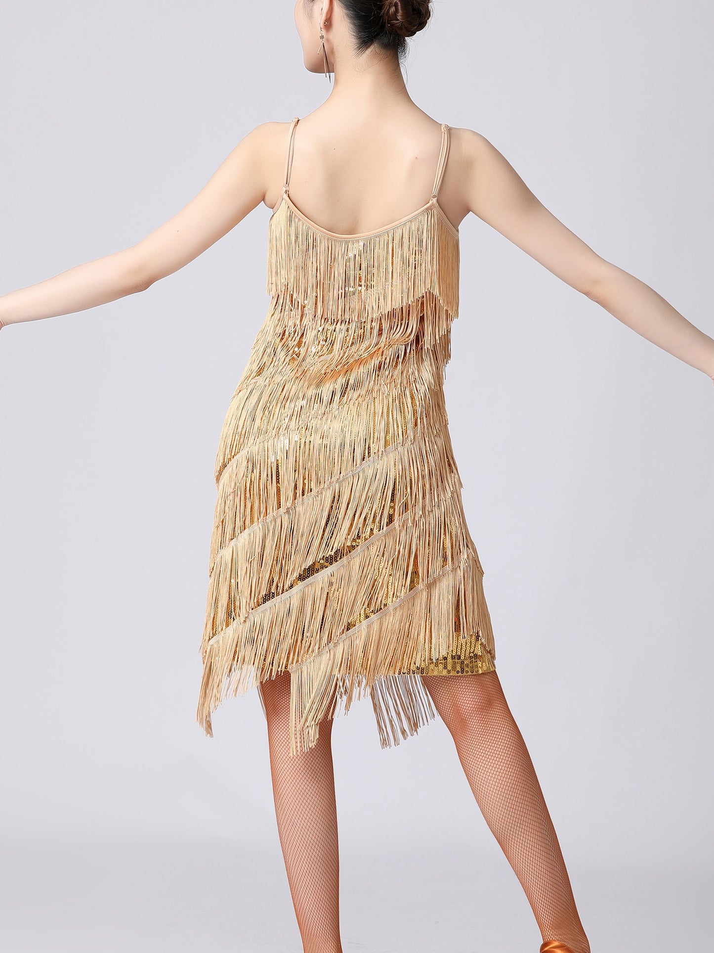 GOLD SEQUIN FRINGE DRESS - The Costume Closet