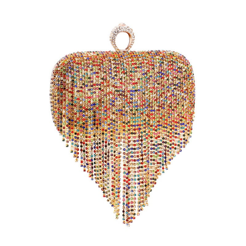 
                      
                        Tassel Rhinestones Day Clutch Evening Bag Chain Purse
                      
                    