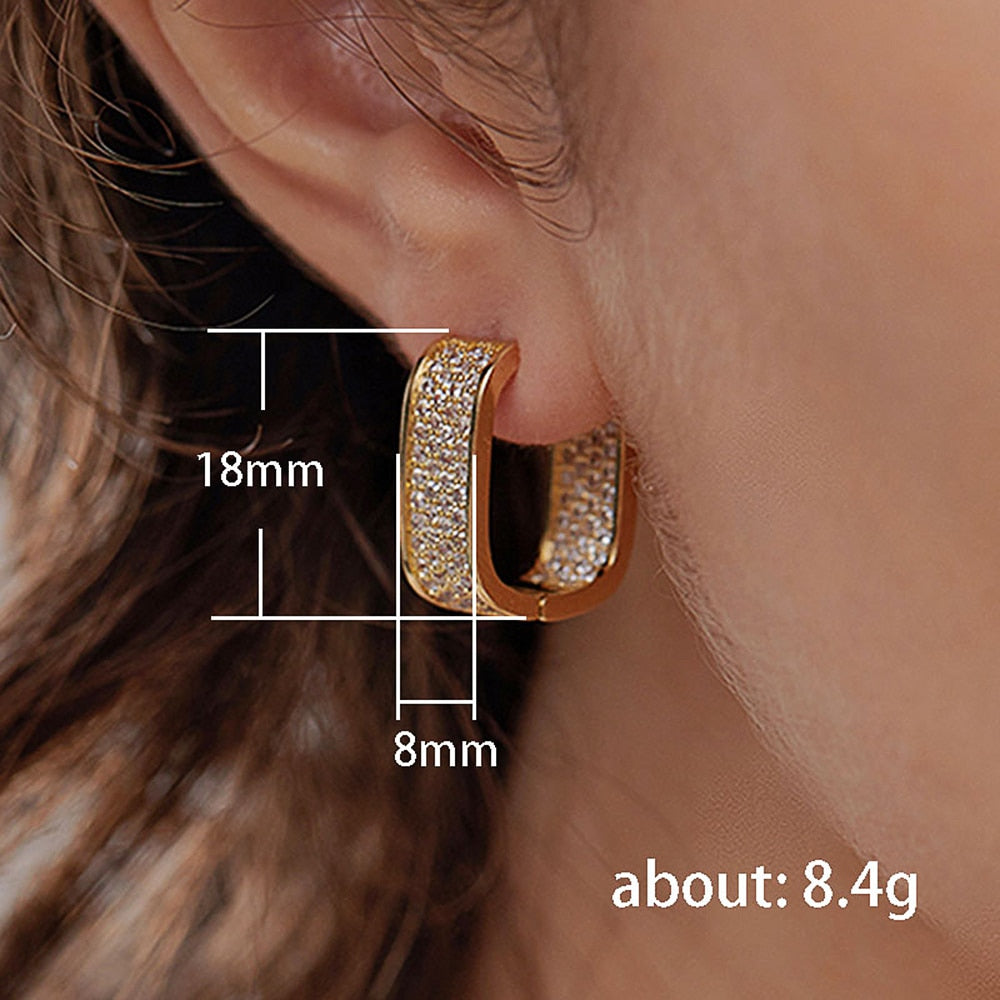 
                      
                        Paved Cubic Zirconia Hoop Earrings Silver Color/Gold Color Jewelry
                      
                    