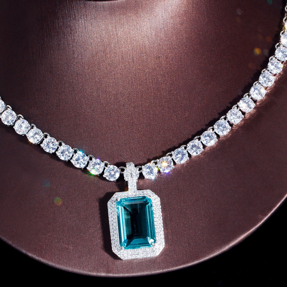 
                      
                        Sparkling Cubic Zirconia Big Tennis Chain Necklace Pendant Earrings Jewelry Set
                      
                    