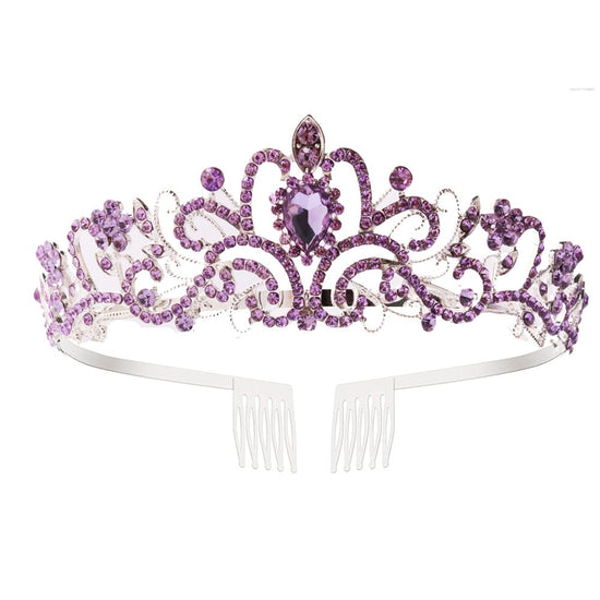 Load image into Gallery viewer, Girls Crystal Crown Tiara with Comb Headband for Girls Birthday Party
