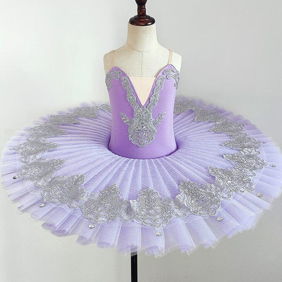 Girls Sequin Ballerina Pancake Tutu Dress Dance Costume