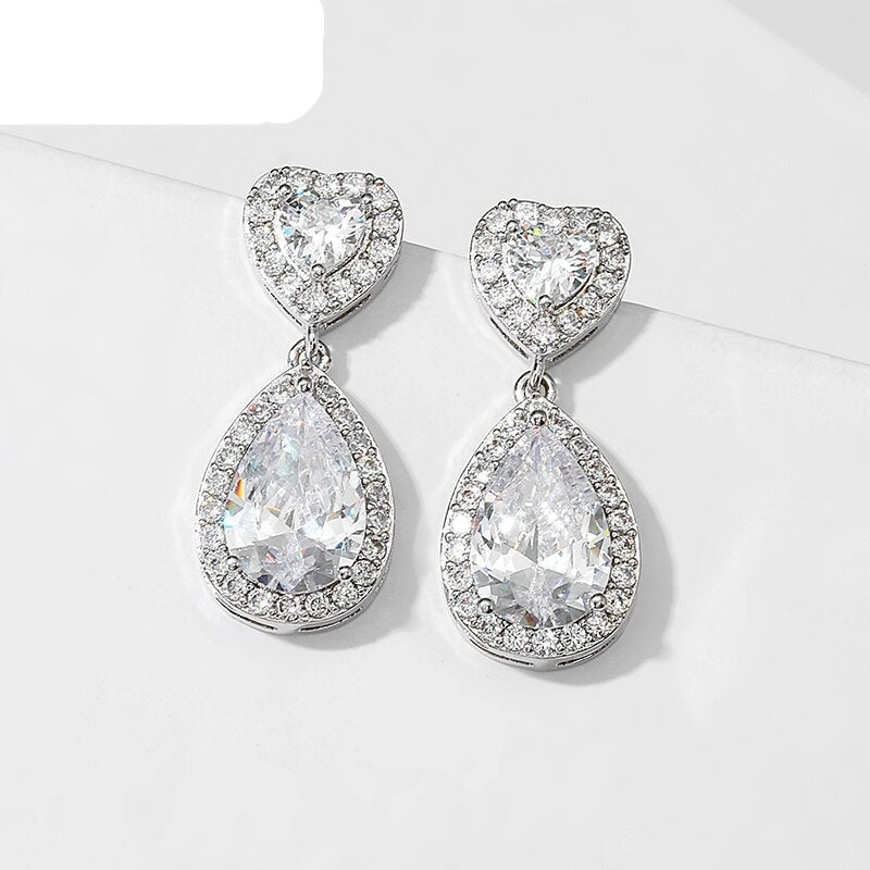 
                      
                        Classic Water Drop Crystal Zirconia Dangle Earrings Bridal Wedding Jewelry
                      
                    
