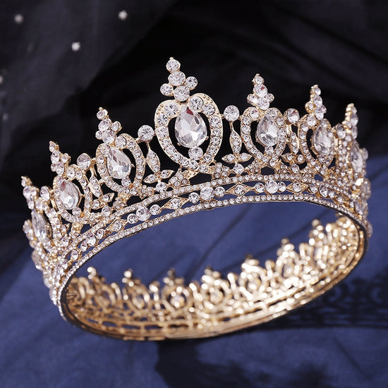 Royal Crystal AB Queen King Wedding Crown  Bridal Hair Ornament