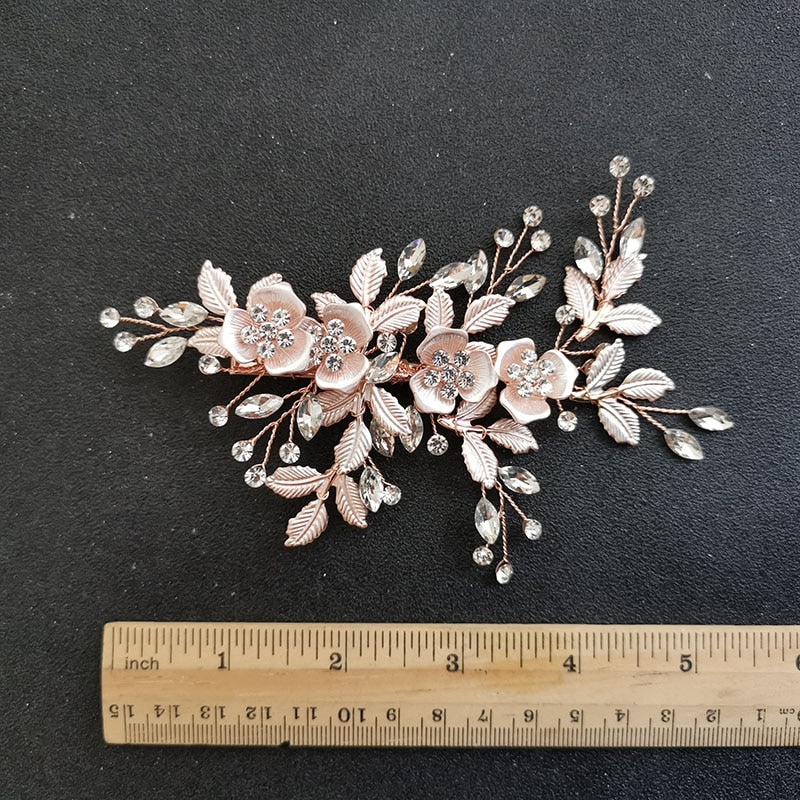 
                      
                        Handmade Golden Austrian Crystals Rhinestone Flower Wedding Bridal Headpiece Hair Accessories
                      
                    