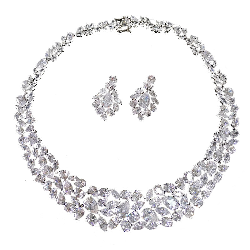 AAA+ CZ Zirconia Necklace Earring Jewelry Set for Women