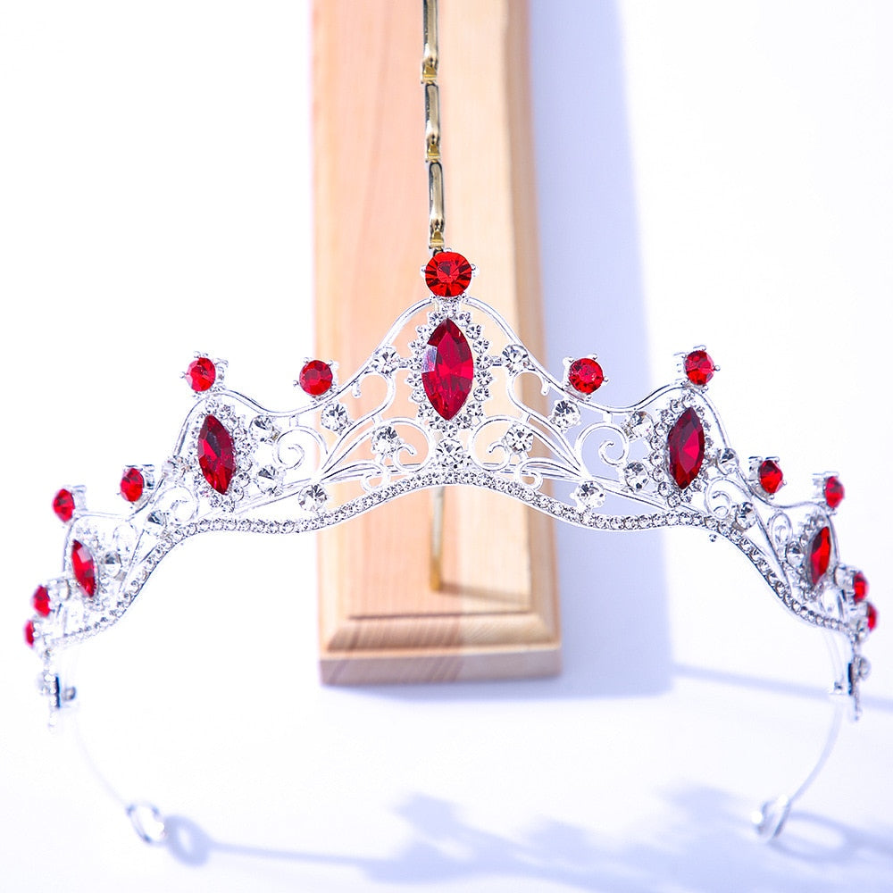 Colorful Crystal Tiara Crowns Princess Prom Party Pageant Hair Accessory