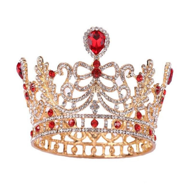 Load image into Gallery viewer, Vintage Baroque Crystal Royal Queen Crown Cake Ornament Prom Hair Jewelry

