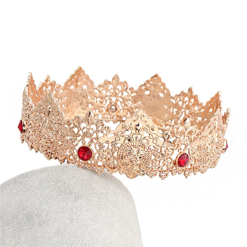 Baroque Gold Royal Queen King Crown Full Round