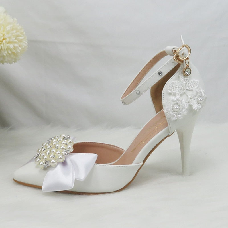 Lace flower lady shoes,White lace ankle lace trips Wedding Shoes Bridal store flat Heel shoes US SIZE 5-US 9.5