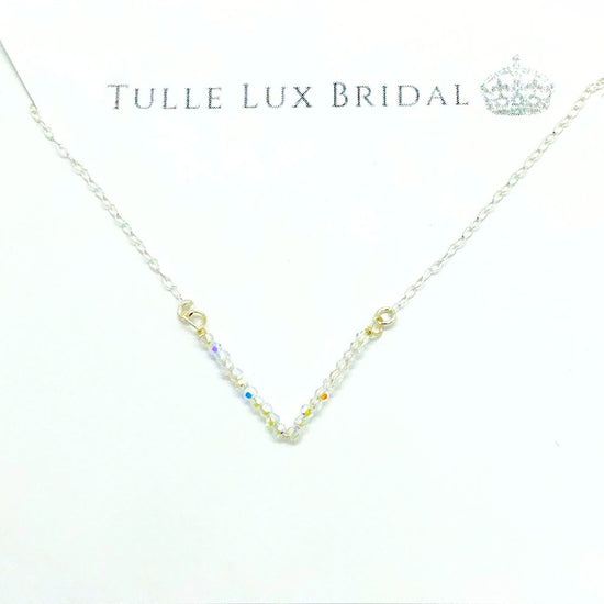 Load image into Gallery viewer, Crystal V Necklace - TulleLux Bridal Crowns &amp;amp;  Accessories 
