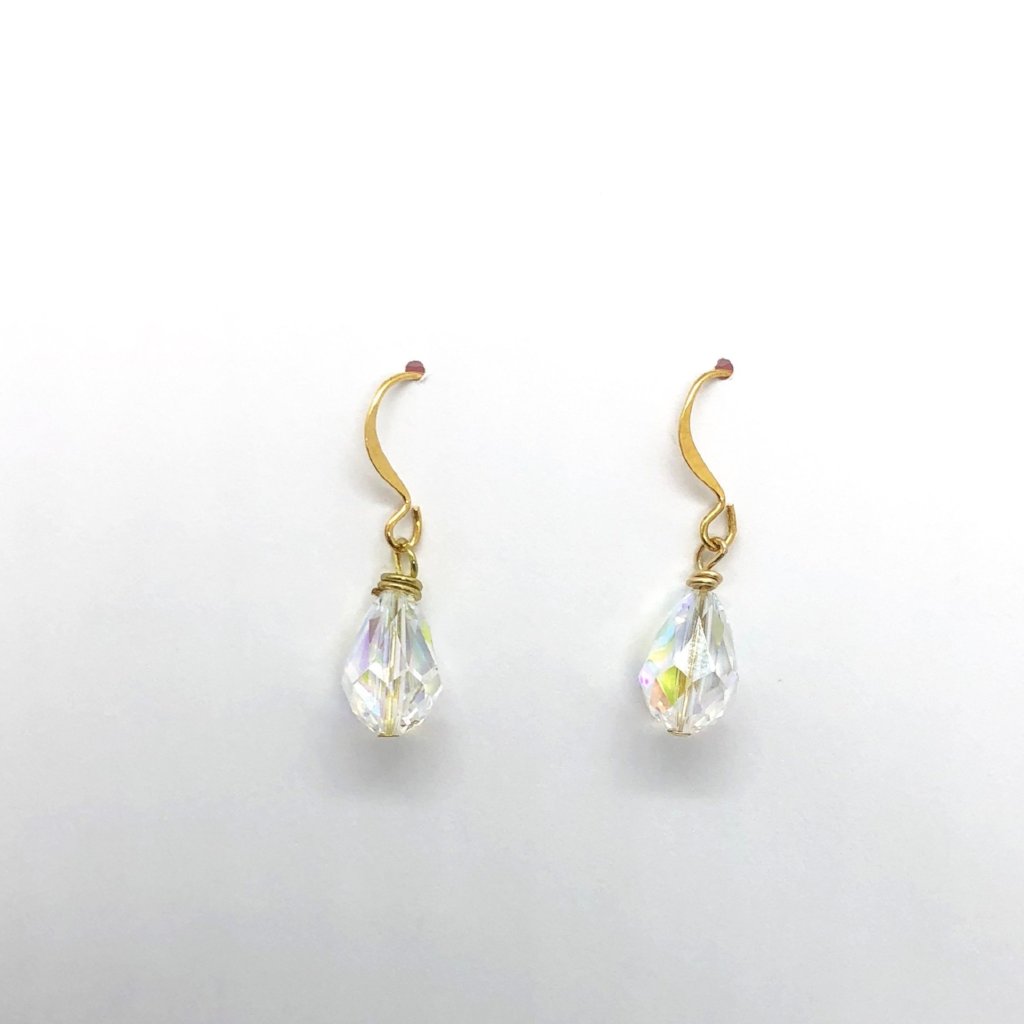 Clear Crystal Teardrop  Earrings - TulleLux Bridal Crowns &  Accessories 