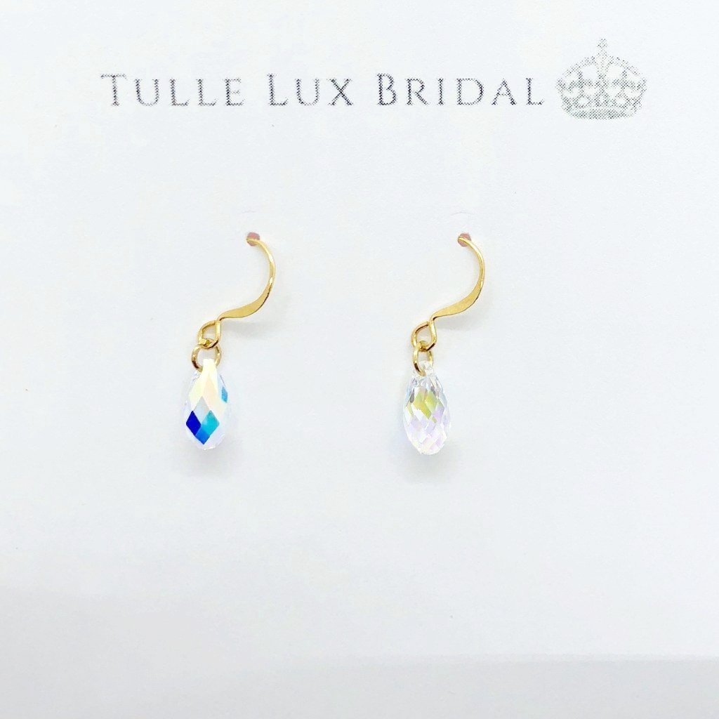 Clear Crystal Briolette Bridal Earrings - TulleLux Bridal Crowns &  Accessories 
