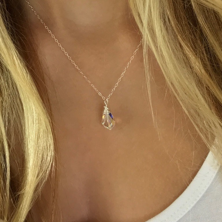 Large Crystal Briolette Brides Necklace - TulleLux Bridal Crowns &  Accessories 