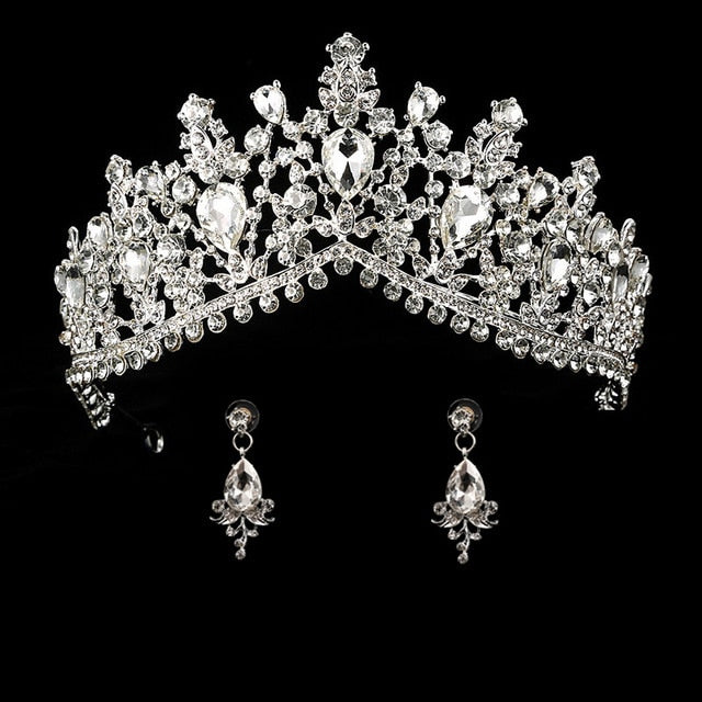 
                      
                        Wedding Crown Bridal Tiaras  with Earrings Headband Wedding  Accessories Hair Jewelry - TulleLux Bridal Crowns &  Accessories 
                      
                    