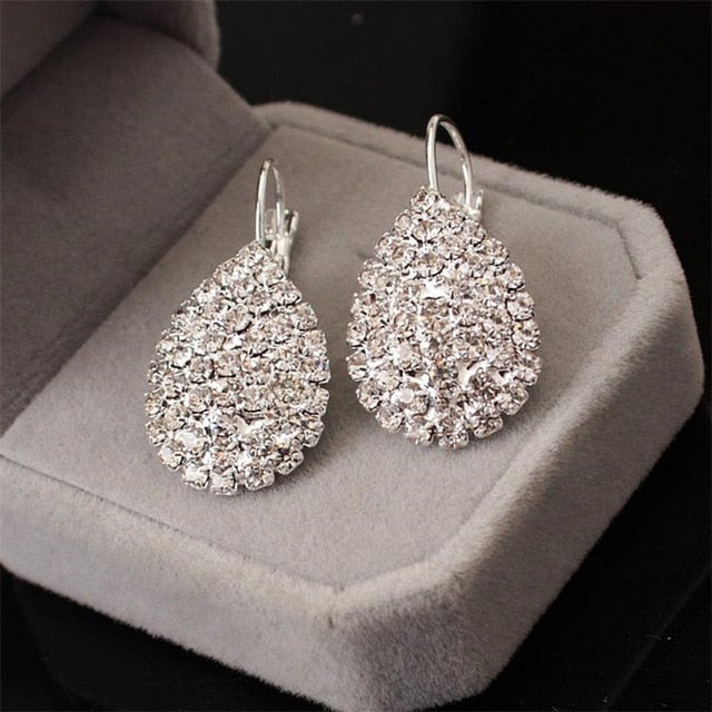 
                      
                        Gold Silver Crystal Luxury Water Drop Wedding Bridal Earrings - TulleLux Bridal Crowns &  Accessories 
                      
                    