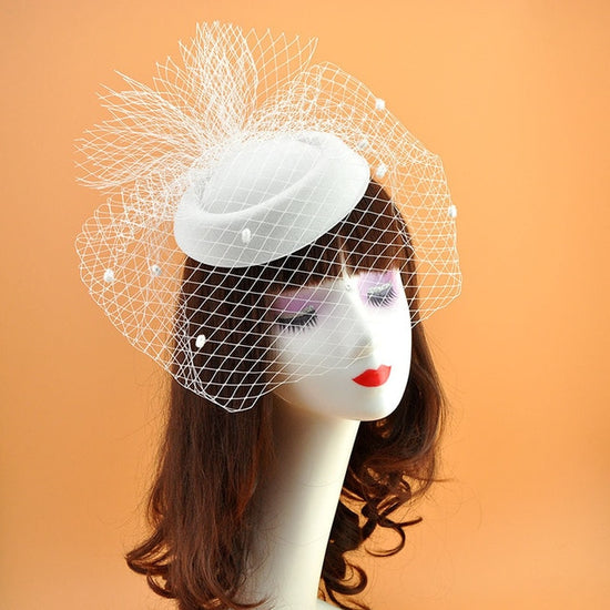 Load image into Gallery viewer, Birdcage Netting Fascinator in 4 Colors - TulleLux Bridal Crowns &amp;amp;  Accessories 
