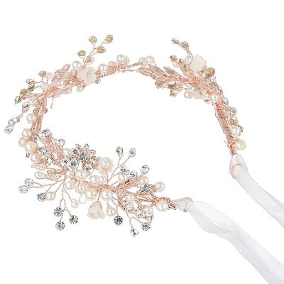 Load image into Gallery viewer, Rose Gold Leaf Headband Baroque Bridal Hairband Headpiece Hair Accessories - TulleLux Bridal Crowns &amp;amp;  Accessories 
