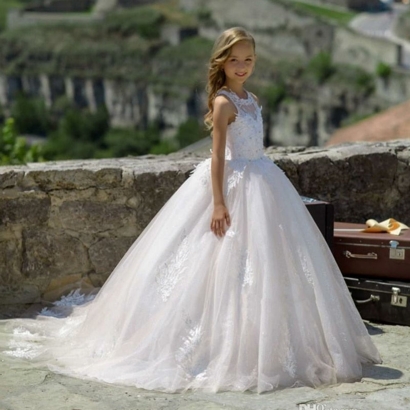 Flower Girls Dress for Wedding Kids Pageant Dress First Holy Communion Dress - TulleLux Bridal Crowns &  Accessories 