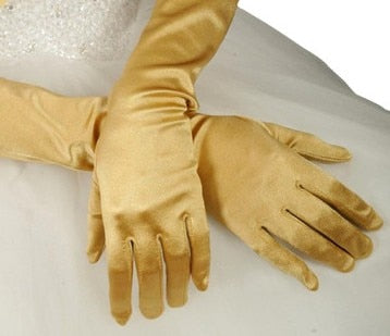 Ladies Dress Pageant Fingerlings Elegant Gloves in Multiple Satin Colors - TulleLux Bridal Crowns &  Accessories 