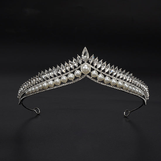 Luxury Pearl Bridal Crystal Tiara Crown