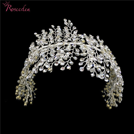 Load image into Gallery viewer, Handmade Crystal Rhinestone Tiara Wedding Headband Headpiece - TulleLux Bridal Crowns &amp;amp;  Accessories 
