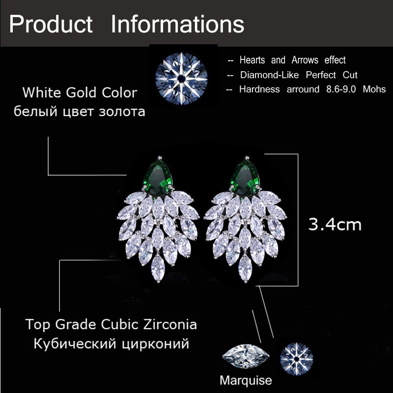 
                      
                        White Cubic Zirconia Paved Long Earrings - TulleLux Bridal Crowns &  Accessories 
                      
                    