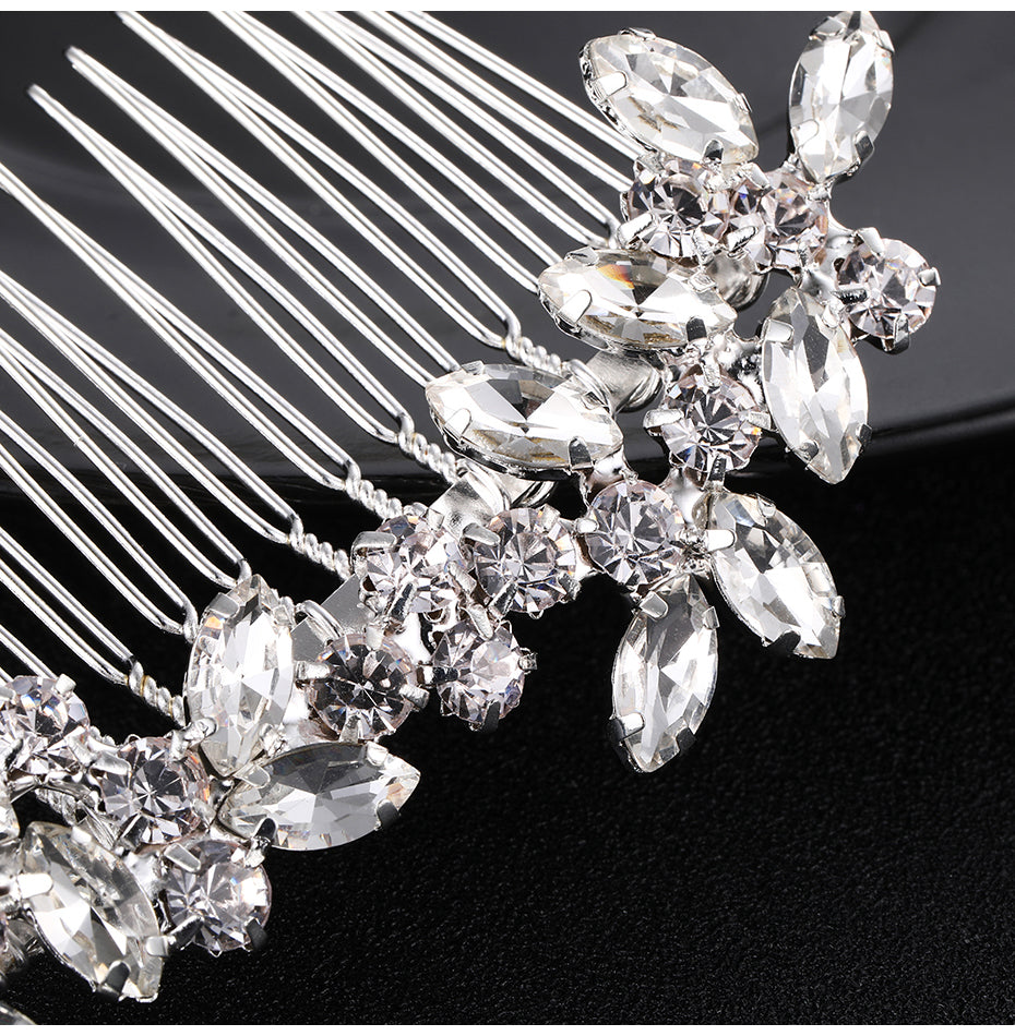 Crystal Rhinestone Rose Flower Wedding Day Bridal Hair Comb - TulleLux Bridal Crowns &  Accessories 