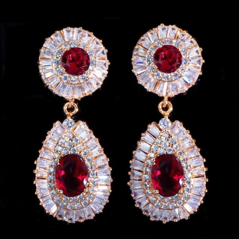 Cubic Zirconia Pave Round Drop Crystal Earrings - TulleLux Bridal Crowns &  Accessories 