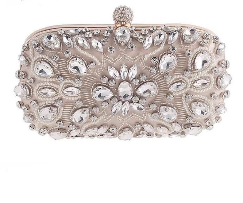 Diamond Rhinestone Beaded Wedding Clutch Purse Luxury Handbag - TulleLux Bridal Crowns &  Accessories 