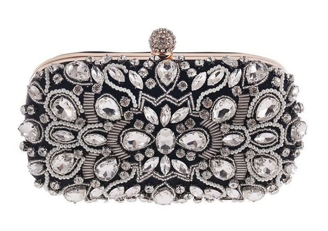 Load image into Gallery viewer, Diamond Rhinestone Beaded Wedding Clutch Purse Luxury Handbag - TulleLux Bridal Crowns &amp;amp;  Accessories 
