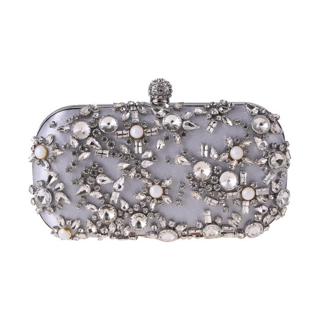 Diamond Rhinestone Beaded Wedding Clutch Purse Luxury Handbag ...