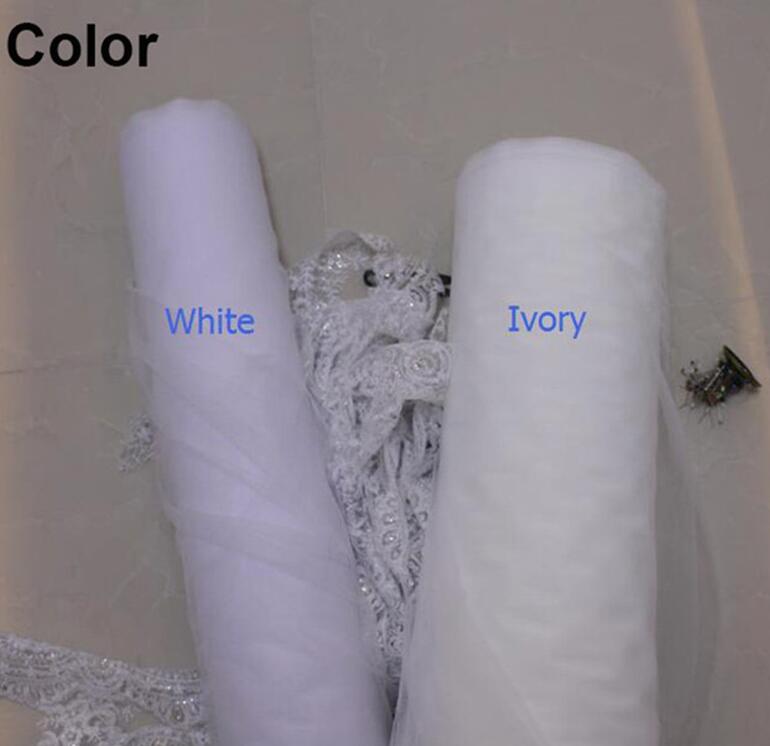 
                      
                        Royal Blue Sequined Lace White Ivory Bridal One Layer Wedding Veil with Comb
                      
                    