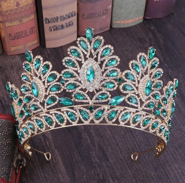 Load image into Gallery viewer, Vintage Baroque Tiara  Queen King  Pink Crystal Crown - TulleLux Bridal Crowns &amp;amp;  Accessories 
