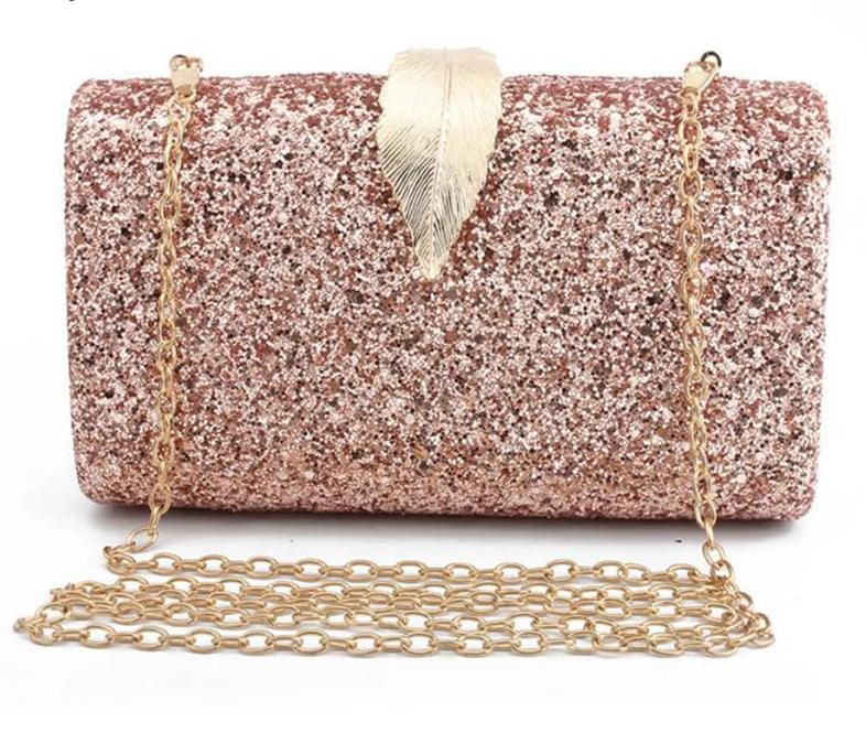 Metal Leaf Lock Designer Clutch Handbag for Wedding Bridal Party