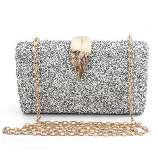 Load image into Gallery viewer, Metal Leaf Lock Designer Clutch Handbag for Wedding Bridal Party - TulleLux Bridal Crowns &amp;amp;  Accessories 
