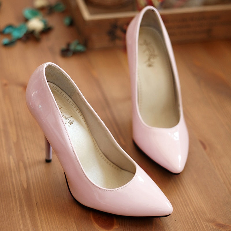 Classic Pumps Pink Red Blue Nude Green High Heel Pointed Toe Shoes