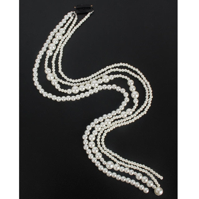 Simulated Pearl Long Tassel/Chain Bridal Wedding Hair Accessories - TulleLux Bridal Crowns &  Accessories 