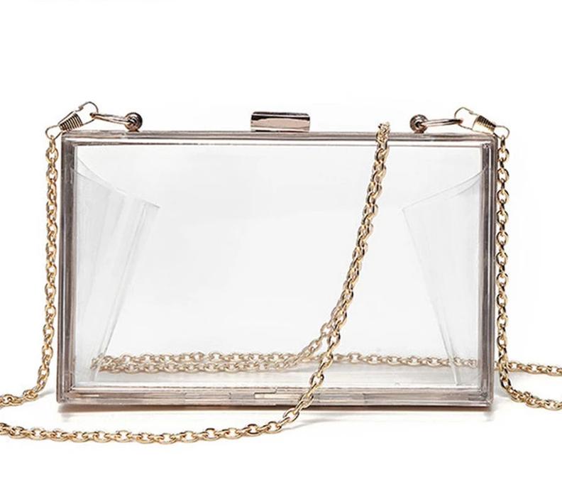 Women Clear Purse Acrylic Clear Clutch Bag, Shoulder Handbag With Removable  Gold Chain Strap | Fruugo KR