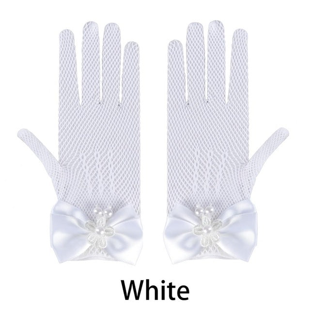 Children's Wedding Flower Girl Gloves Mesh Elastic Gloves - TulleLux Bridal Crowns &  Accessories 