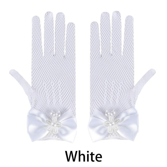 Load image into Gallery viewer, Children&amp;#39;s Wedding Flower Girl Gloves Mesh Elastic Gloves - TulleLux Bridal Crowns &amp;amp;  Accessories 
