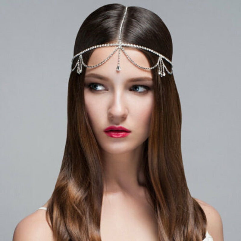 Rhinestone Crystal Bridal Forehead Crown Wedding Hair Accessory